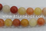 CRJ414 15.5 inches 10mm round red & yellow jade beads wholesale