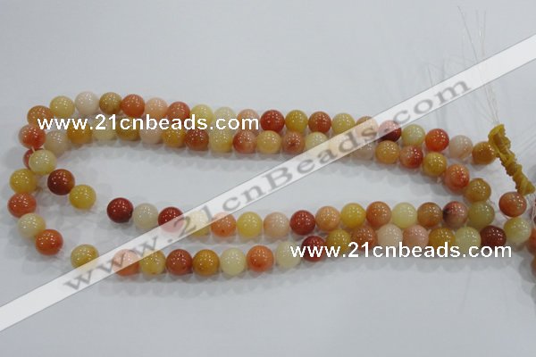 CRJ414 15.5 inches 10mm round red & yellow jade beads wholesale