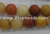 CRJ416 15.5 inches 14mm round red & yellow jade beads wholesale