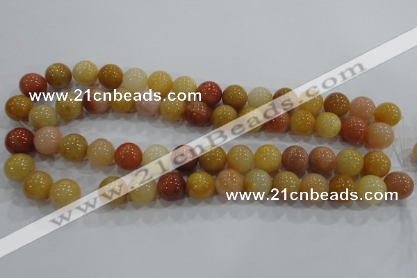 CRJ416 15.5 inches 14mm round red & yellow jade beads wholesale