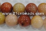 CRJ417 15.5 inches 16mm round red & yellow jade beads wholesale