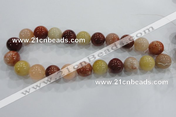 CRJ418 15.5 inches 18mm round red & yellow jade beads wholesale