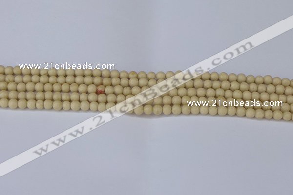 CRJ600 15.5 inches 4mm round white fossil jasper beads wholesale