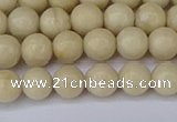 CRJ601 15.5 inches 6mm round white fossil jasper beads wholesale