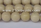 CRJ602 15.5 inches 8mm round white fossil jasper beads wholesale