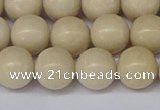 CRJ603 15.5 inches 10mm round white fossil jasper beads wholesale