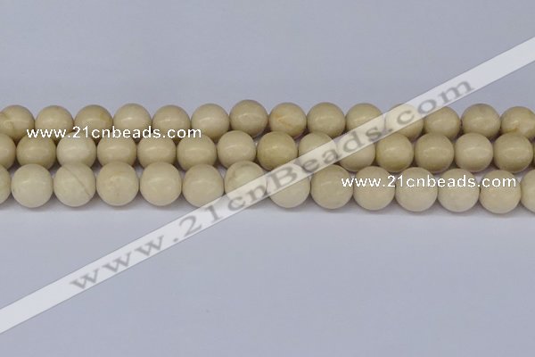 CRJ604 15.5 inches 12mm round white fossil jasper beads wholesale