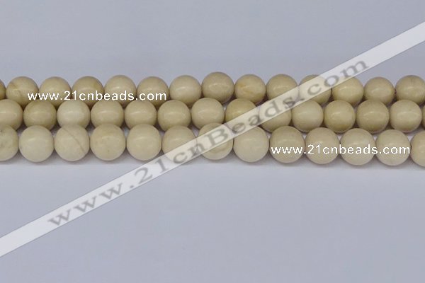 CRJ605 15.5 inches 14mm round white fossil jasper beads wholesale