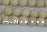 CRJ611 15.5 inches 6mm round matte white fossil jasper beads