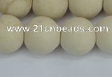 CRJ614 15.5 inches 12mm round matte white fossil jasper beads