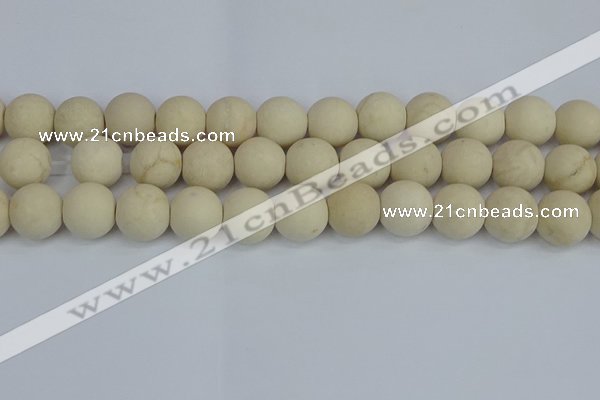 CRJ614 15.5 inches 12mm round matte white fossil jasper beads