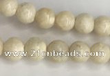 CRJ620 15.5 inches 4mmm round white fossil jasper beads wholesale