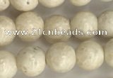 CRJ621 15.5 inches 6mm round white fossil jasper beads wholesale