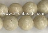 CRJ622 15.5 inches 8mm round white fossil jasper beads wholesale