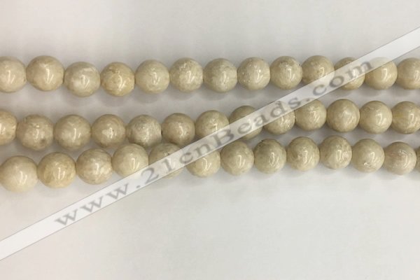 CRJ622 15.5 inches 8mm round white fossil jasper beads wholesale