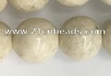 CRJ624 15.5 inches 12mm round white fossil jasper beads wholesale