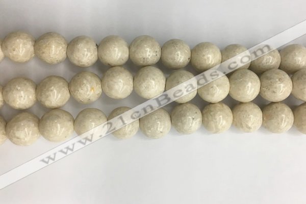 CRJ624 15.5 inches 12mm round white fossil jasper beads wholesale