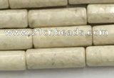 CRJ634 15.5 inches 4*13mm tube white fossil jasper beads wholeasle