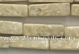 CRJ636 15.5 inches 4*13mm cuboid white fossil jasper beads wholeasle