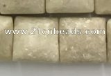 CRJ638 15.5 inches 12*12mm square white fossil jasper beads wholeasle