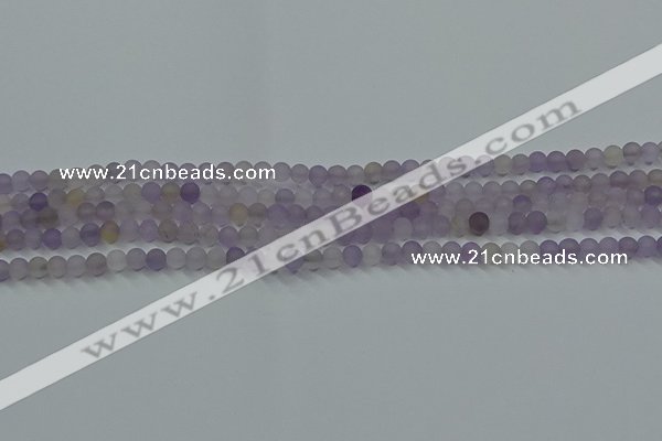 CRO1010 15.5 inches 4mm round matte amethyst gemstone beads