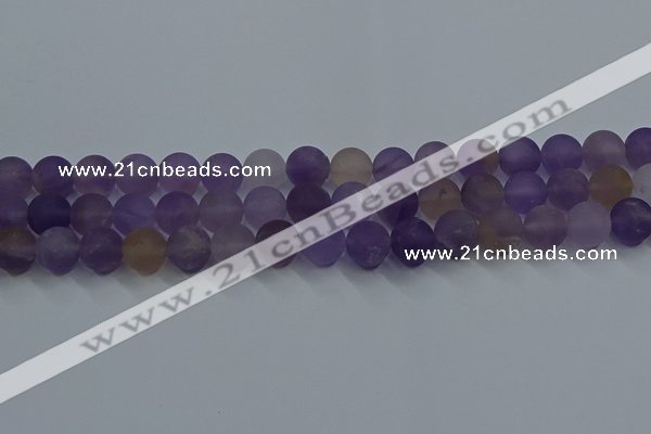 CRO1013 15.5 inches 10mm round matte amethyst gemstone beads