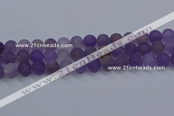 CRO1015 15.5 inches 14mm round matte amethyst gemstone beads