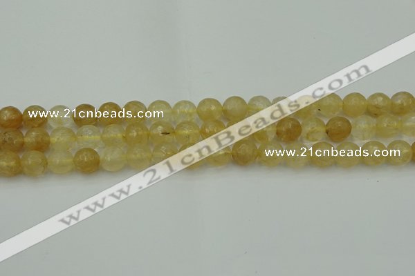 CRO1033 15.5 inches 10mm faceted round yellow watermelon quartz beads