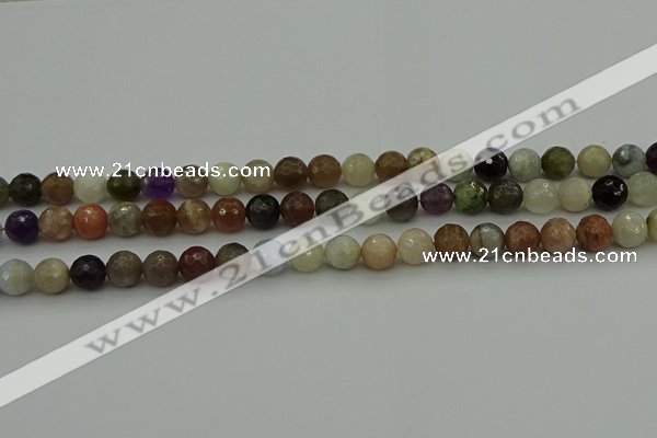 CRO1042 15.5 inches 8mm faceted round mixed gemstone beads