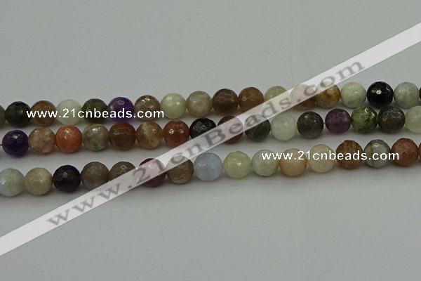 CRO1044 15.5 inches 12mm faceted round mixed gemstone beads