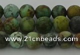 CRO1052 15.5 inches 8mm round matte African turquoise beads