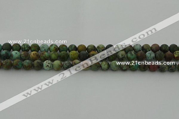 CRO1052 15.5 inches 8mm round matte African turquoise beads