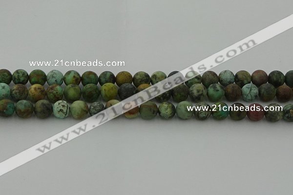 CRO1053 15.5 inches 10mm round matte African turquoise beads