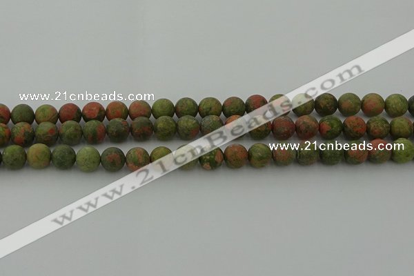 CRO1062 15.5 inches 8mm round matte unakite beads wholesale