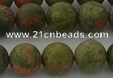 CRO1064 15.5 inches 12mm round matte unakite beads wholesale