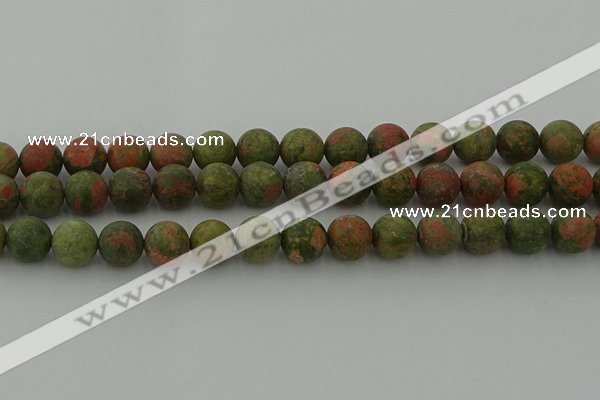 CRO1064 15.5 inches 12mm round matte unakite beads wholesale