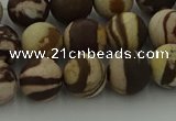 CRO1073 15.5 inches 10mm round matte brown zebra jasper beads