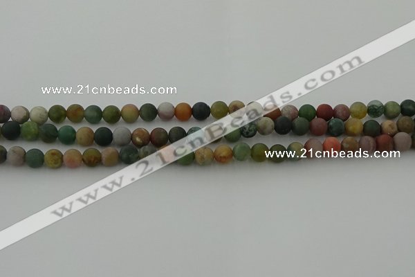 CRO1081 15.5 inches 6mm round matte Indian agate beads wholesale