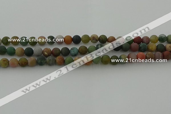 CRO1082 15.5 inches 8mm round matte Indian agate beads wholesale