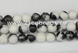 CRO11 15.5 inches 6mm round black & white jasper beads wholesale