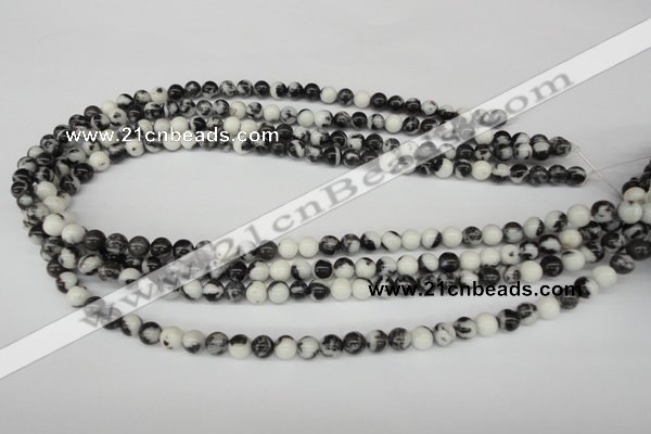 CRO11 15.5 inches 6mm round black & white jasper beads wholesale