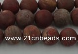 CRO1102 15.5 inches 8mm round matte pomegranate jasper beads