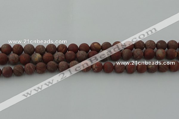 CRO1102 15.5 inches 8mm round matte pomegranate jasper beads