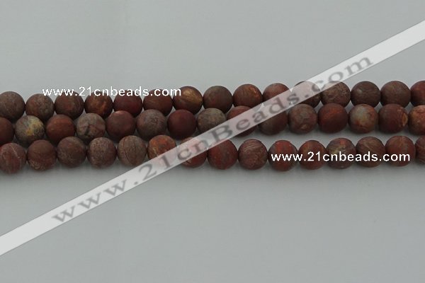 CRO1103 15.5 inches 10mm round matte pomegranate jasper beads