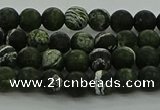 CRO1120 15.5 inches 4mm round matte green silver line jasper beads