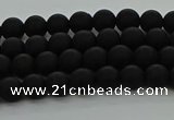 CRO1130 15.5 inches 4mm round matte black agate gemstone beads