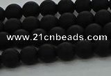 CRO1131 15.5 inches 6mm round matte black agate gemstone beads