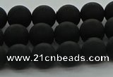 CRO1132 15.5 inches 8mm round matte black agate gemstone beads