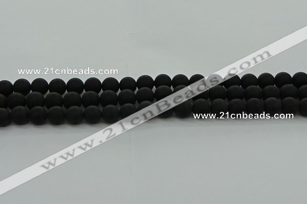 CRO1132 15.5 inches 8mm round matte black agate gemstone beads