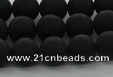 CRO1133 15.5 inches 10mm round matte black agate gemstone beads